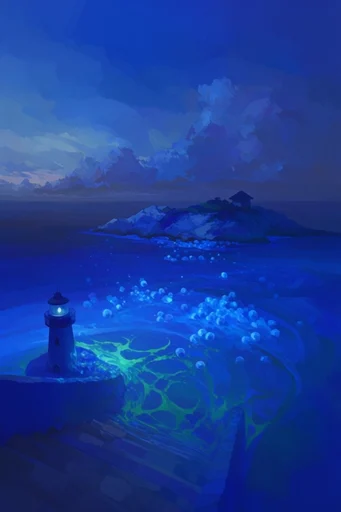 Luminous Oceanic Dreamscape style reference image — high-contrast light blooms