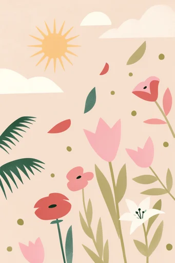 Grainy Minimalist Folk style reference image — flat graphic shapes