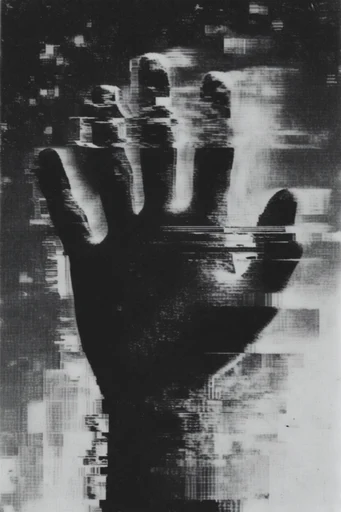 Monochrome Analog Glitch style reference image — analog scanlines