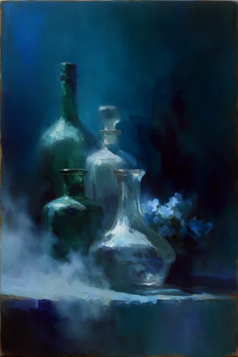 Nocturnal Impasto Abyss style reference image — chiaroscuro lighting