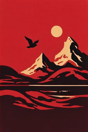 Crimson Noir Minimalism style reference image — high-contrast silhouette