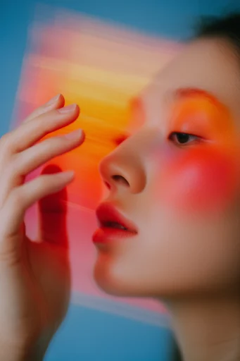 Hyper-Chromatic Surreal Glamour style reference image — editorial close-up portraiture