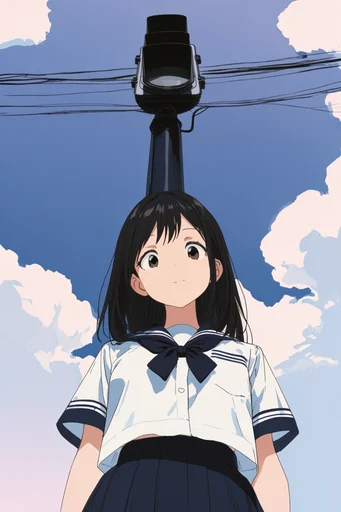 Minimalist Pastel Anime style reference image — clean line art
