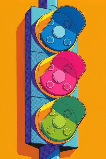 Bold Retro Pop Illustration style reference image — saturated pop art palette