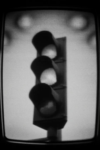 Monochrome Glitch Noir style reference image — high contrast noir