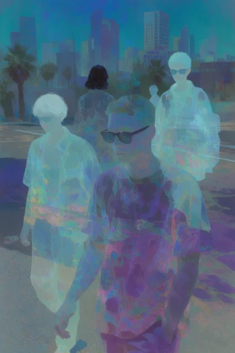 Iridescent Spectral Surrealism style reference image — iridescent liquid texture