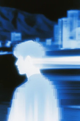 Spectral Neon Glitch style reference image — VHS tape texture