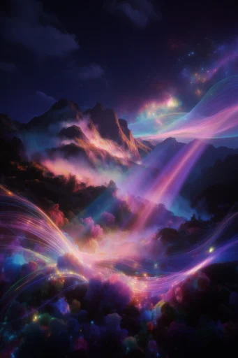 Luminous Chromatic Dissolution style reference image — bioluminescent light trails