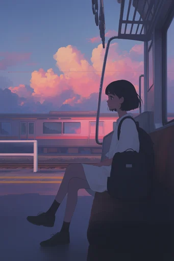 Nostalgic Twilight Anime style reference image — golden hour lighting