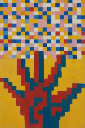 Geometric Modernist Synthesis style reference image — bold color blocking