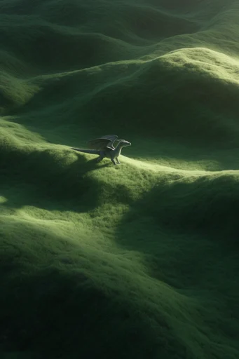 Minimalist Verdant Landscapes style reference image — rolling green hills