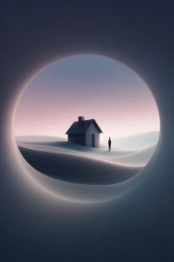 Minimalist Surrealist Horizons style reference image — solitary silhouette