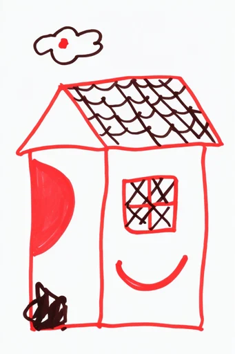 Minimalist Red Ink Whimsy style AI image example 4