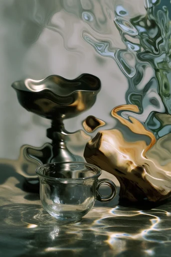 Ethereal Liquid Refraction style reference image — caustic light patterns