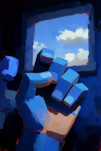 Textured Geometric Futurism style reference image — bold stylized brushstrokes