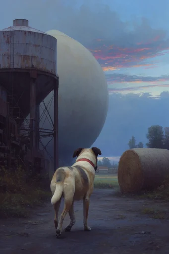 Melancholic Industrial Surrealism style reference image — atmospheric haze