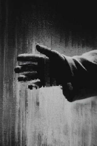 Corrupted Monochrome Brutalism style reference image — CRT scanlines
