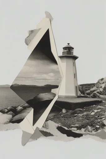 Deconstructed Archival Collage style reference image — fragmented portrait