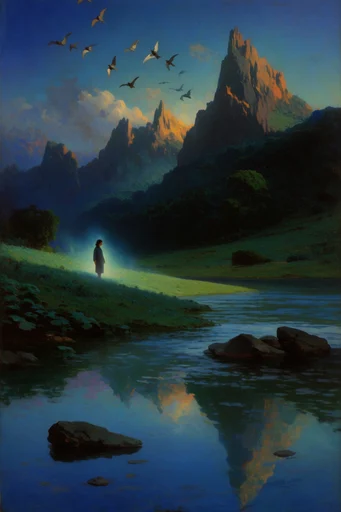 Mystical Nocturnal Romanticism style reference image — classical oil painting