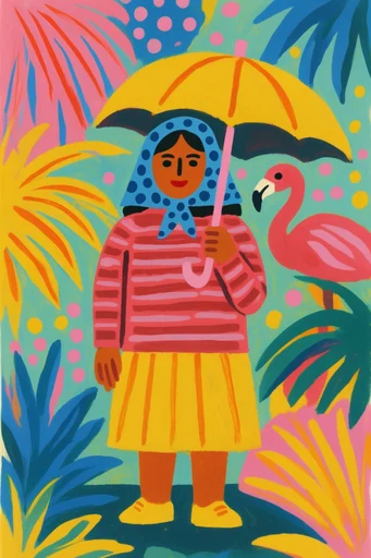 Vibrant Naive Collage moodboard — generate AI images in this style