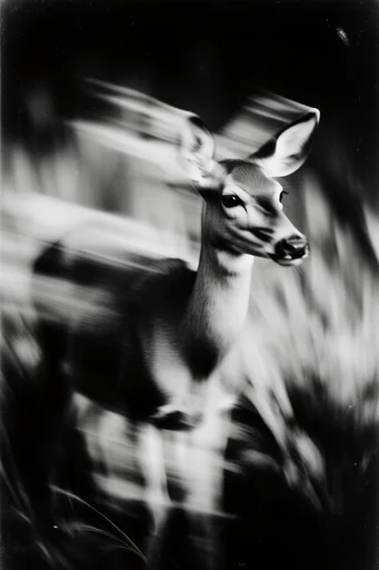 Spectral Kinetic Monochrome style reference image — heavy film grain
