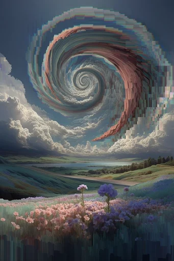 Recursive Glitch Surrealism style reference image — surreal dreamscape