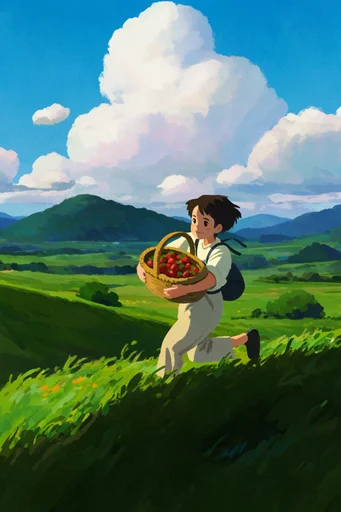 Nostalgic Ghibli Pastoral moodboard — generate AI images in this style
