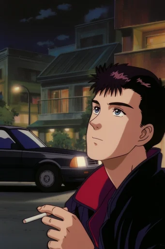 Nostalgic Nocturnal Anime style reference image — hand-painted cel animation