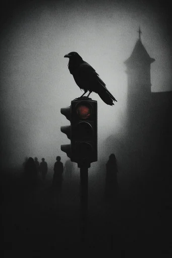 Cinematic Monochrome Noir style reference image — heavy film grain