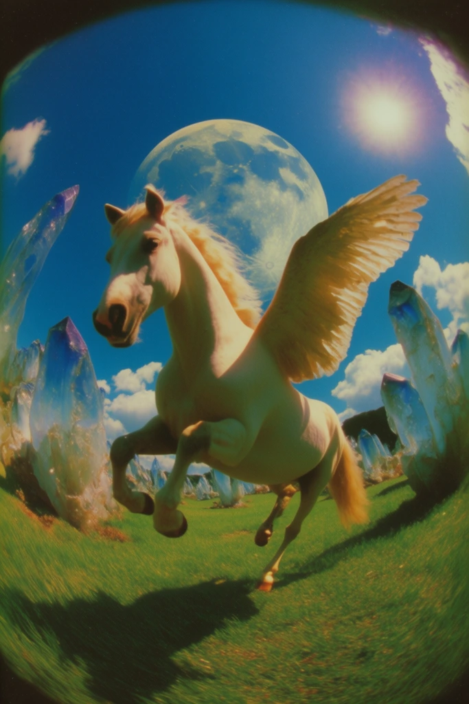 Surreal Hyper-Chromatic Fisheye style AI image example 3