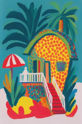 Vibrant Naive Collage style AI image example 4