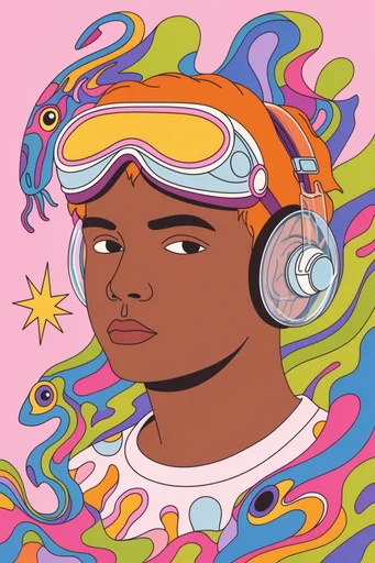 Vibrant Neo-Psychedelic Pop moodboard — generate AI images in this style