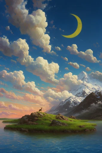 Ethereal Surrealist Landscapes style reference image — golden hour lighting