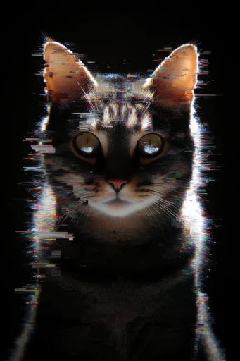 Fragmented Cybernetic Portraiture style reference image — horizontal scanlines
