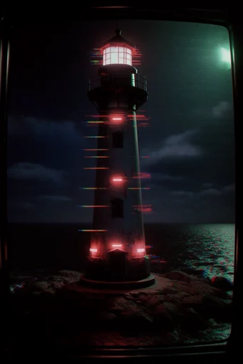 Analog CRT Glitchcore style reference image — retro-futuristic neon