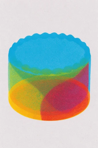 Tactile Neon Printcraft style reference image — misaligned ink registration