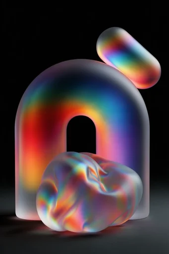 Luminous Chromatic Morphism style reference image — frosted glass texture