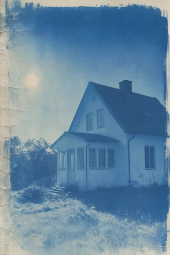 Archival Cyanotype Glitch style reference image — minimalist glitch abstraction