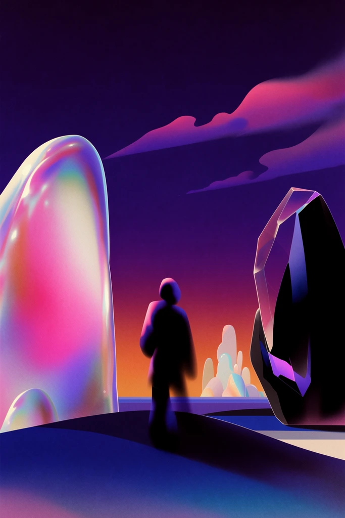 Iridescent Retro Futurist style AI image example 2
