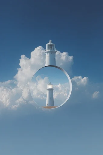 Surrealist Portal Minimalism style reference image — retro-modernist composition