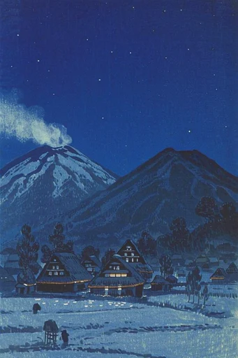 Nocturnal Woodblock Noir style reference image — shin-hanga style