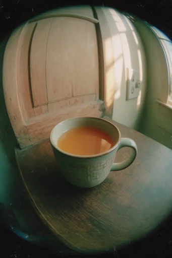 Distorted Analog Fisheye style reference image — extreme wide-angle distortion