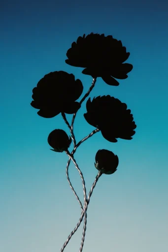 Ethereal Cyan Silhouette style reference image — organic chrome textures