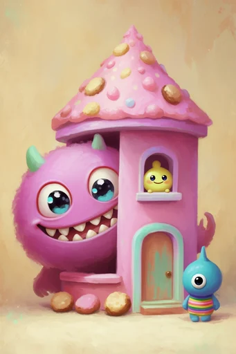 Whimsical Grotesque Pop style reference image — painterly textures