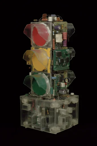 Translucent Cyber-Organic Assemblage style reference image — intricate circuitry