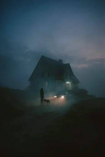 Cinematic Liminal Melancholy style reference image — low-key lighting