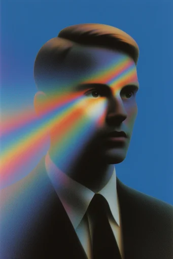 Chromatic Retro Surrealism style reference image — prismatic light leak