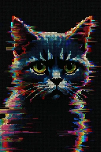 Synthetic Glitch Core style reference image — data bending