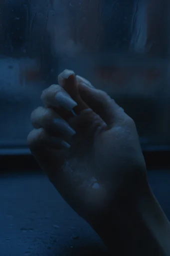 Cinematic Glacial Noir style reference image — hyper-realistic skin texture