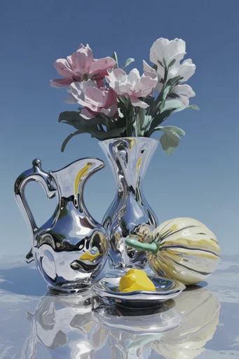 Ethereal Liquid Refraction style reference image — liquid chrome